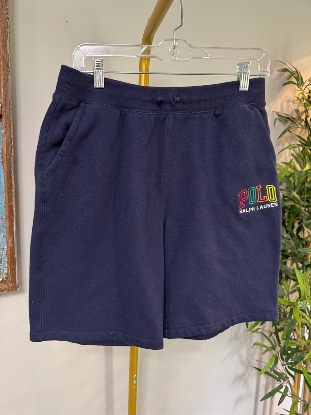 Polo by Ralph Lauren Navy Sweat Shorts with Multicolor Logo EUC XL - Picture 4 of 11